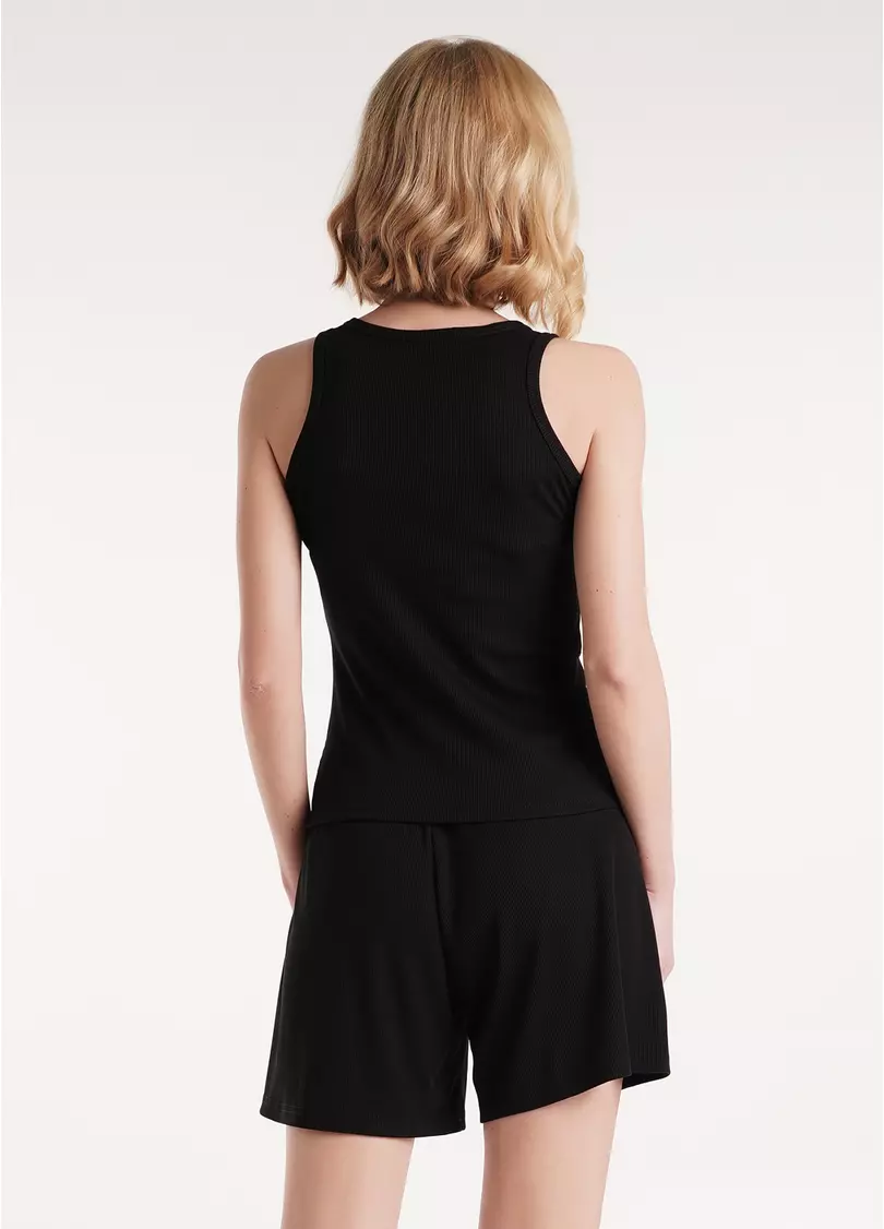 Майка в рубчик з бавовни RIB 3810/010 black (чорний)