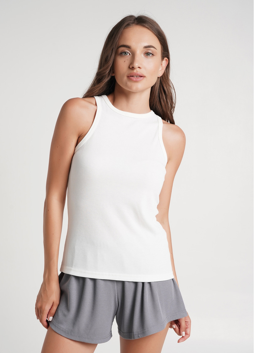 Майка в рубчик бавовняна RIB 3811/010 milk (білий)