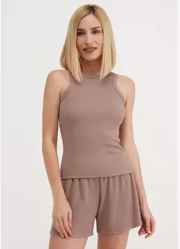 Майка з бавовни в рубчик RIB 3814/010 light beige (бежевий)