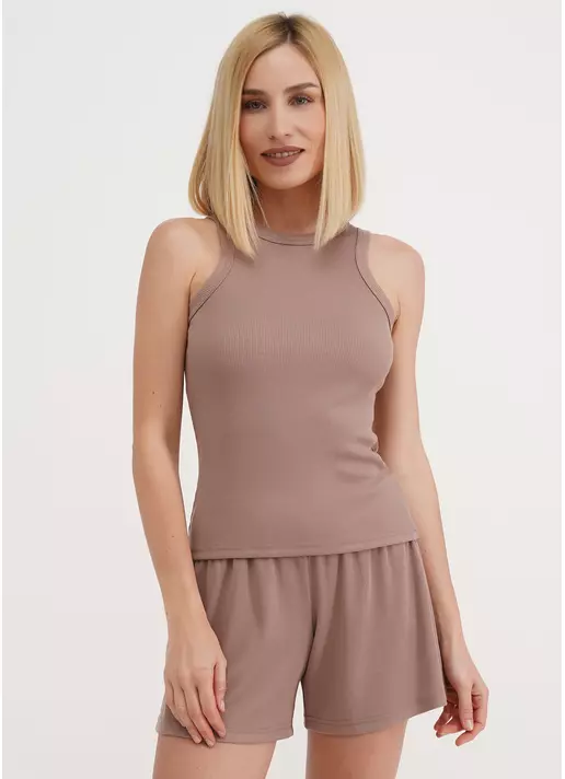 Майка з бавовни в рубчик RIB 3814/010 light beige (бежевий)