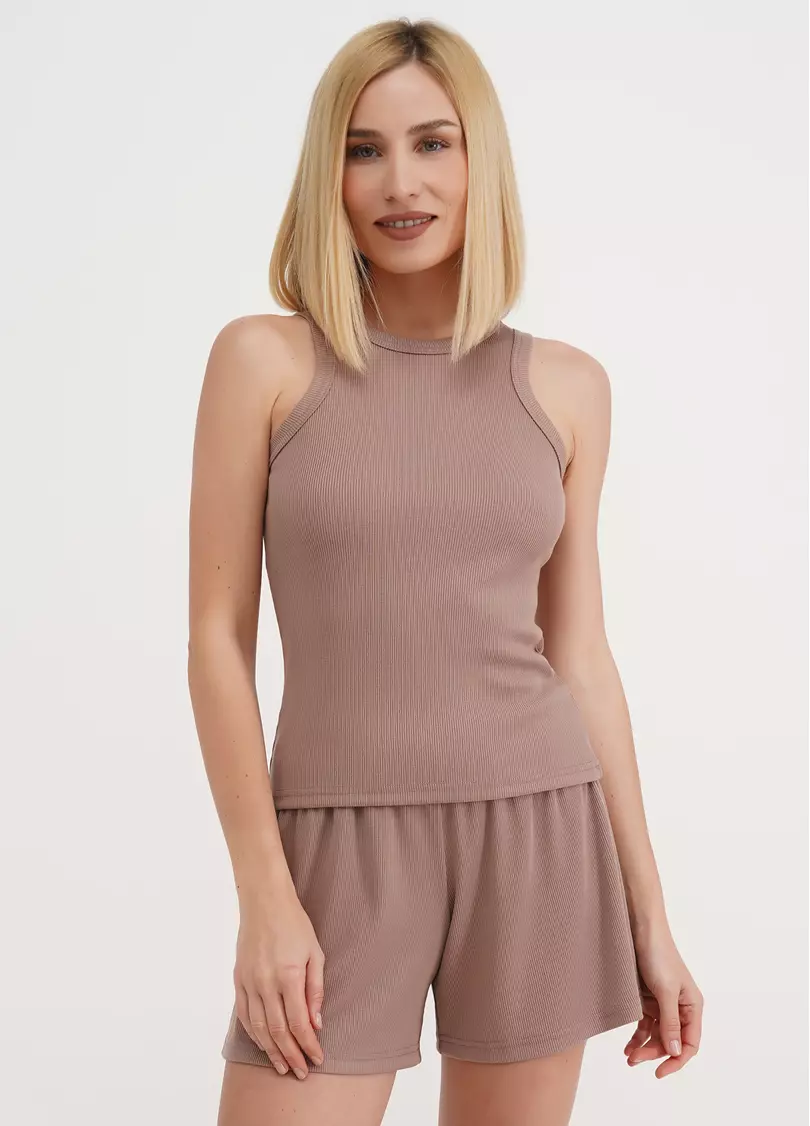 Майка из хлопка в рубчик RIB 3814/010 light beige (бежевый)