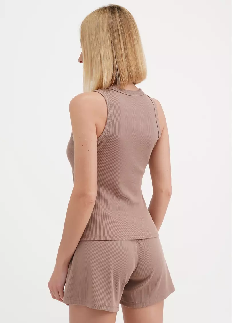 Майка из хлопка в рубчик RIB 3814/010 light beige (бежевый)