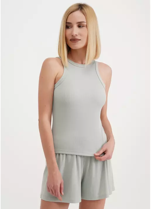 Майка из хлопка в рубчик RIB 3814/010 mint (зеленый)