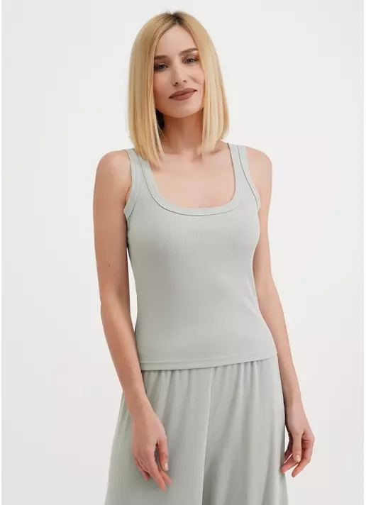 Майка с квадратным вырезом в рубчик RIB 3815/010 mint (зеленый)