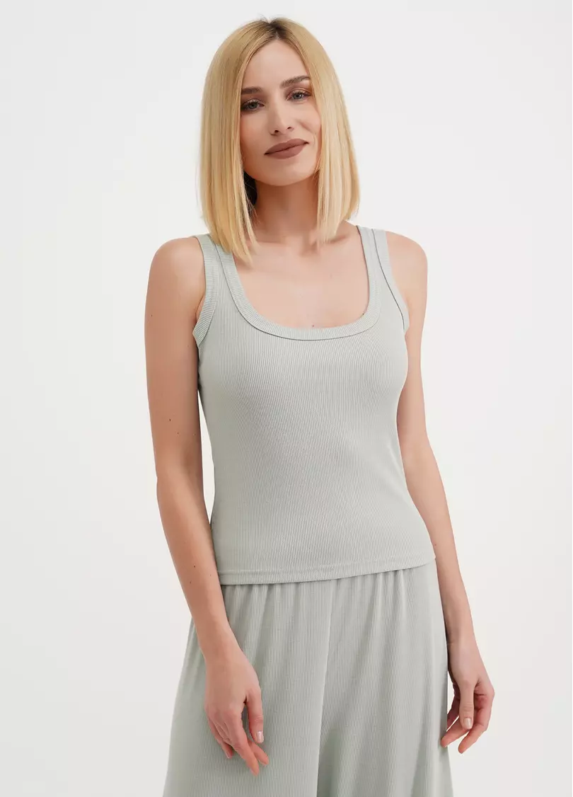 Майка с квадратным вырезом в рубчик RIB 3815/010 mint (зеленый)