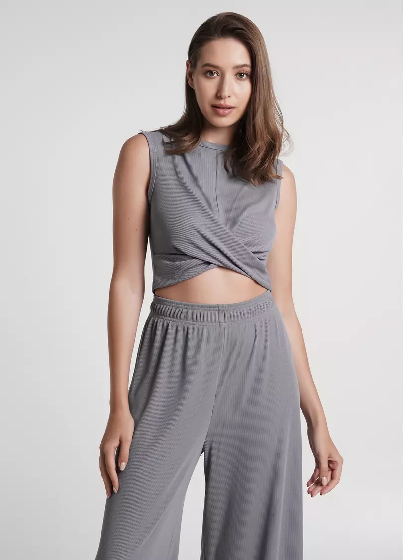 Кроп-топ в рубчик RIB 4104/010 grey (серый)