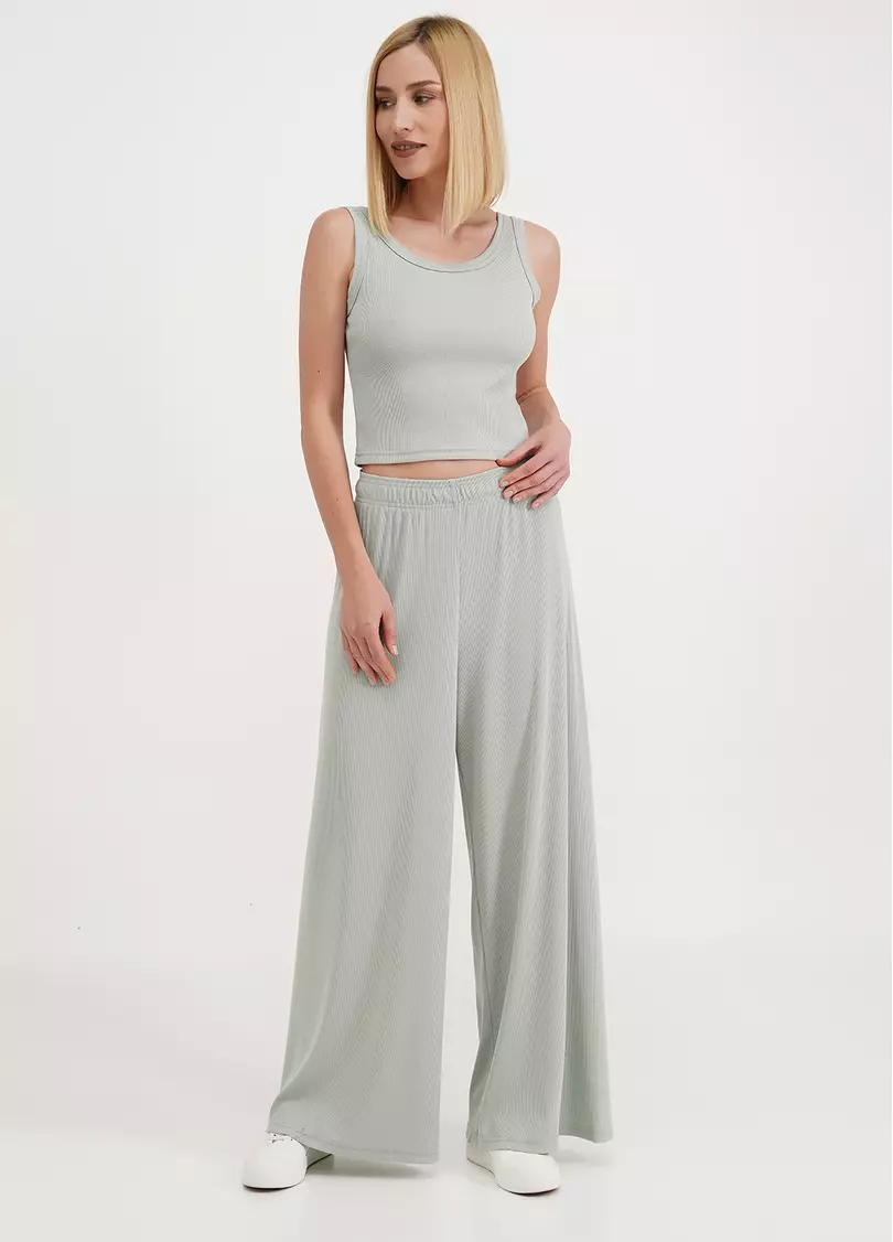 Хлопковый топ с открытой спиной в рубчик RIB 4107/010 mint (зеленый)