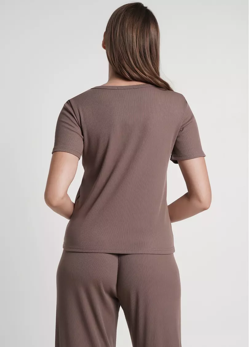 Футболка в рубчик хлопковая RIB 4804/010 beige (коричневый)