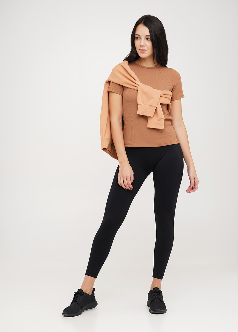 Футболка в рубчик хлопковая RIB 4804/010 camel (бежевый)