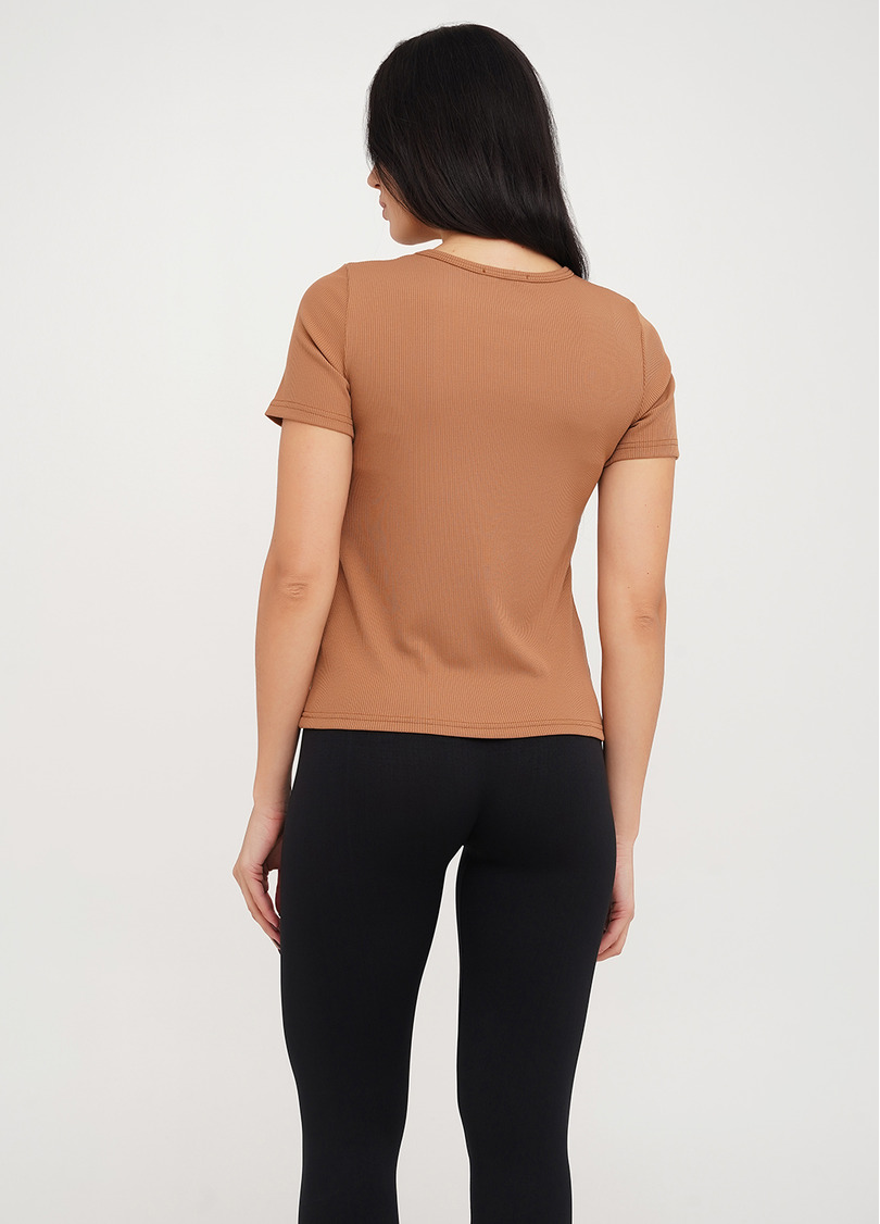 Футболка в рубчик хлопковая RIB 4804/010 camel (бежевый)