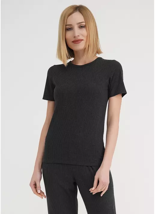 Футболка в рубчик бавовняна RIB 4804/010 dark grey (сірий)