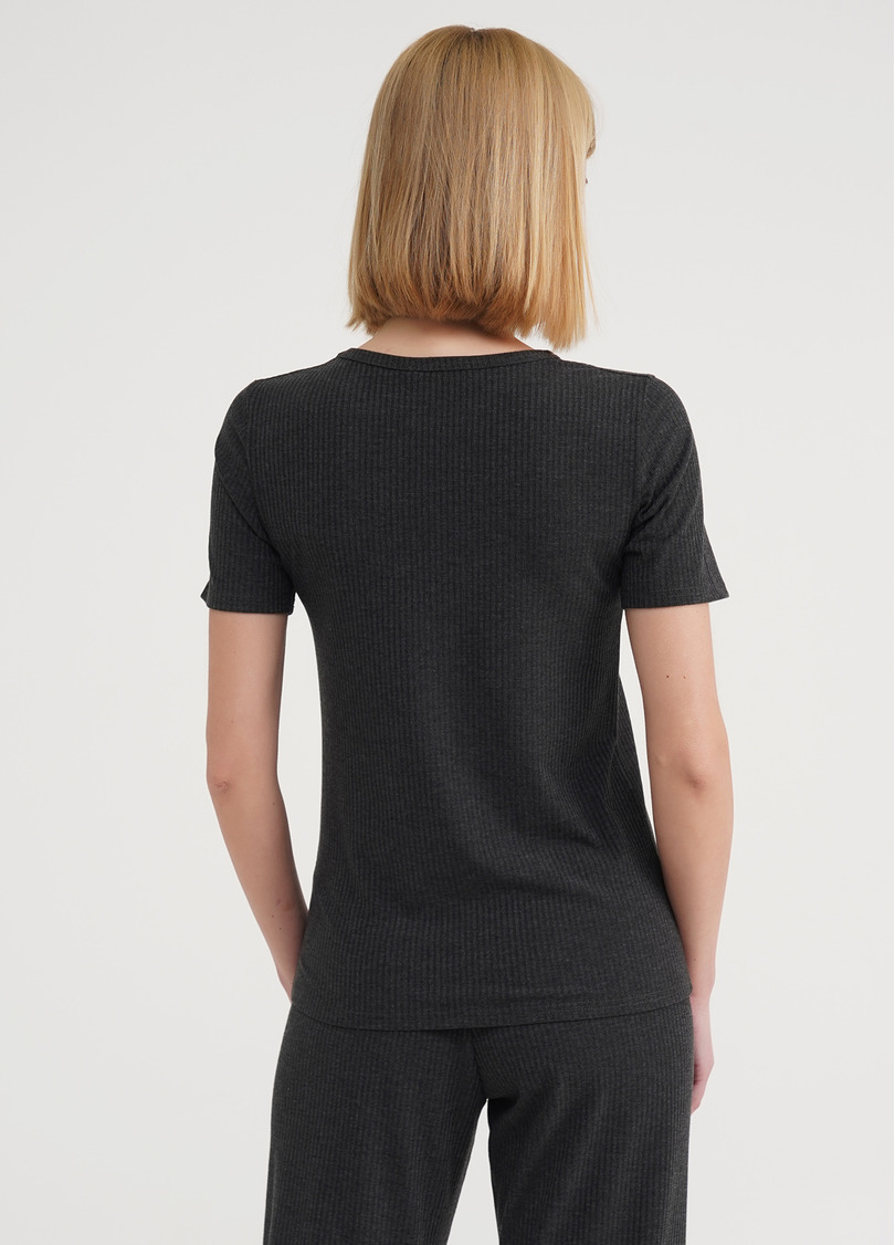 Футболка в рубчик хлопковая RIB 4804/010 dark grey (серый)