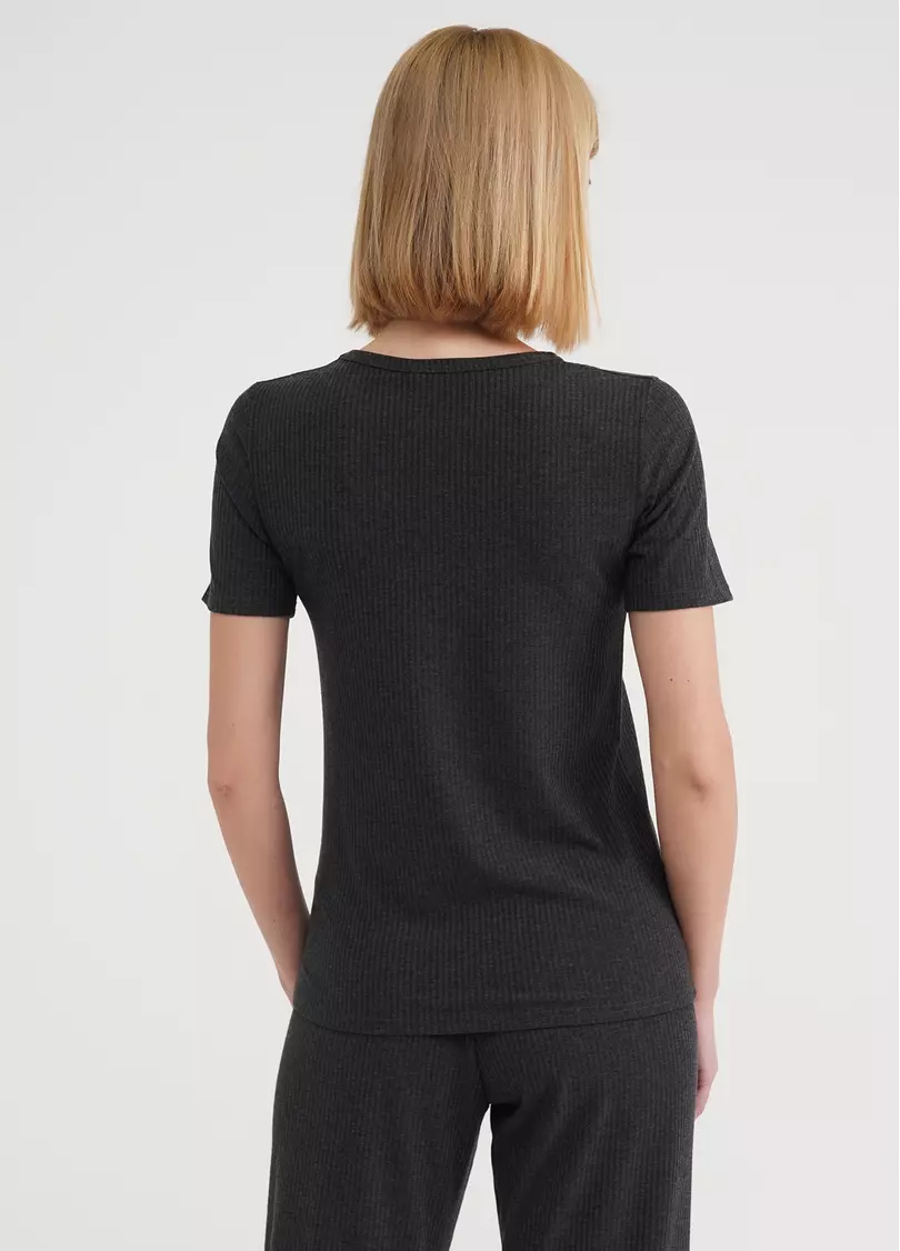 Футболка в рубчик хлопковая RIB 4804/010 dark grey (серый)