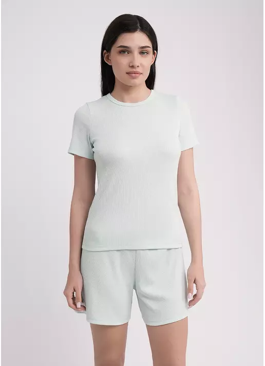 Футболка в рубчик хлопковая RIB 4804/010 fresh mint (зеленый)