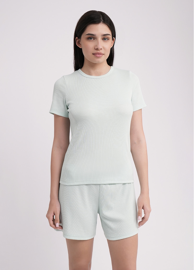 Футболка в рубчик хлопковая RIB 4804/010 fresh mint (зеленый)