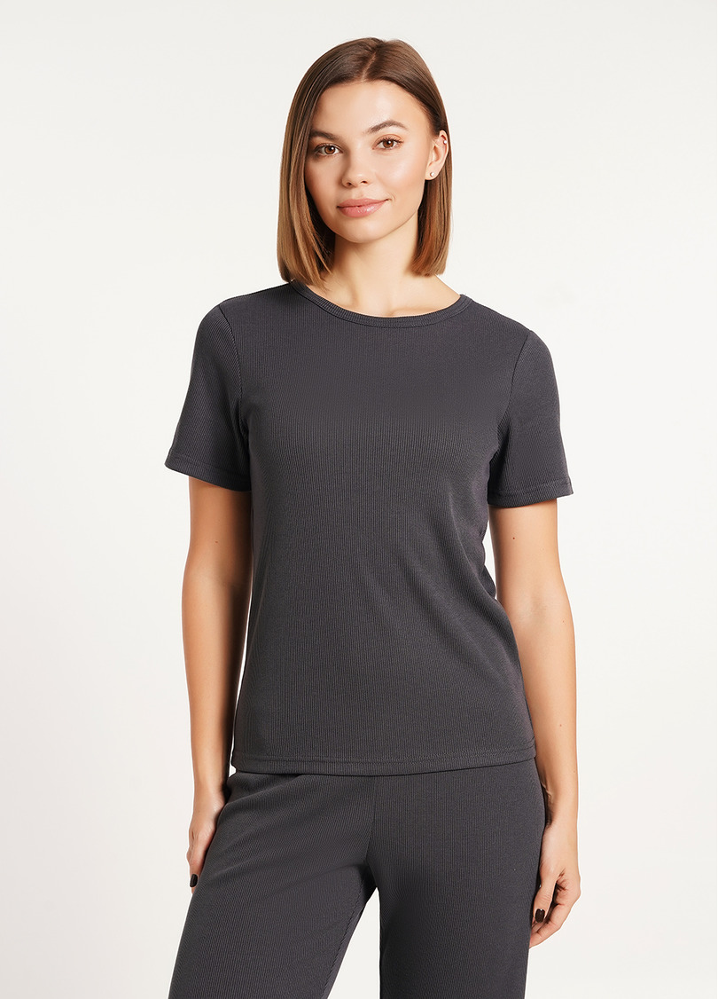 Футболка в рубчик бавовняна RIB 4804/010 graphite (сірий)