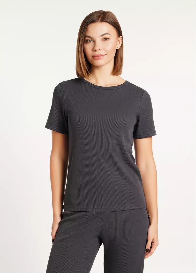 Футболка в рубчик бавовняна RIB 4804/010 graphite (сірий)