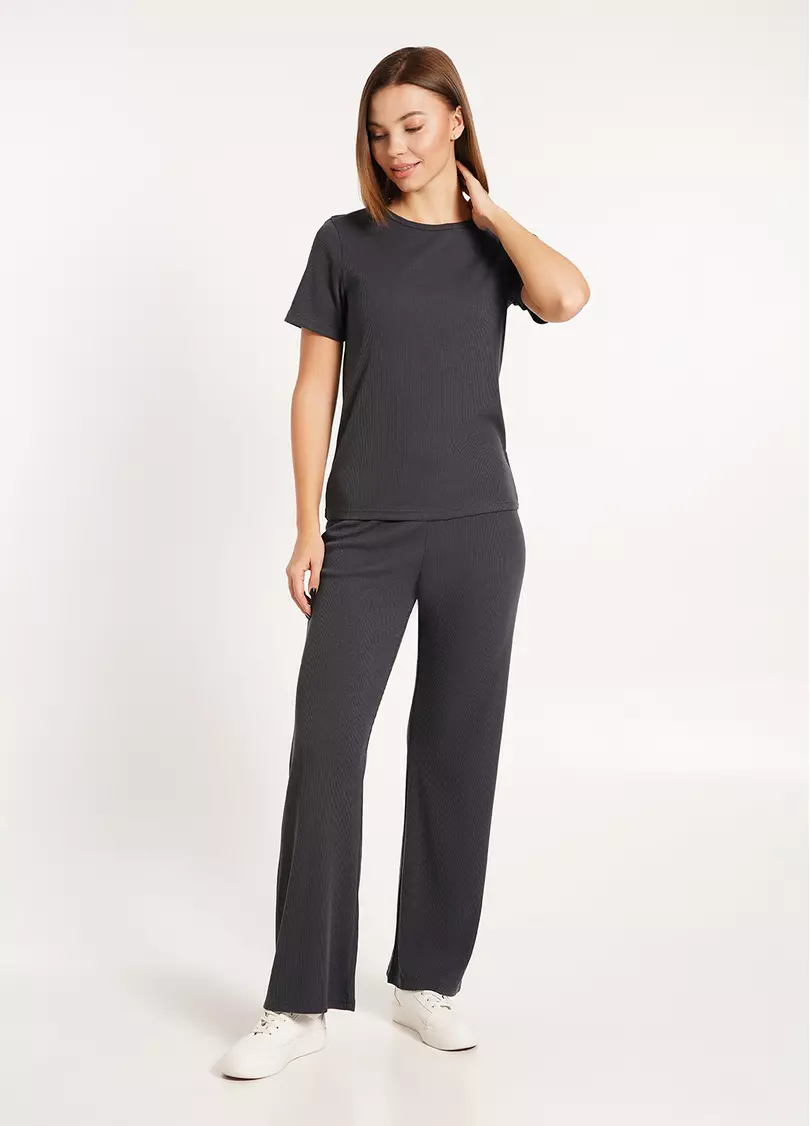 Футболка в рубчик бавовняна RIB 4804/010 graphite (сірий)