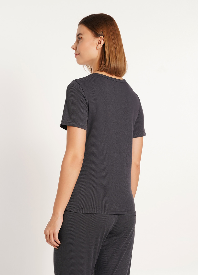 Футболка в рубчик бавовняна RIB 4804/010 graphite (сірий)
