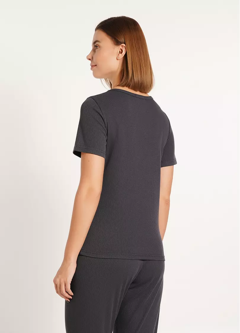 Футболка в рубчик бавовняна RIB 4804/010 graphite (сірий)