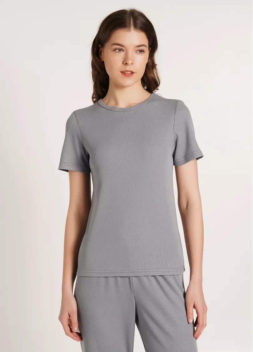 Футболка в рубчик хлопковая RIB 4804/010 grey (серый)