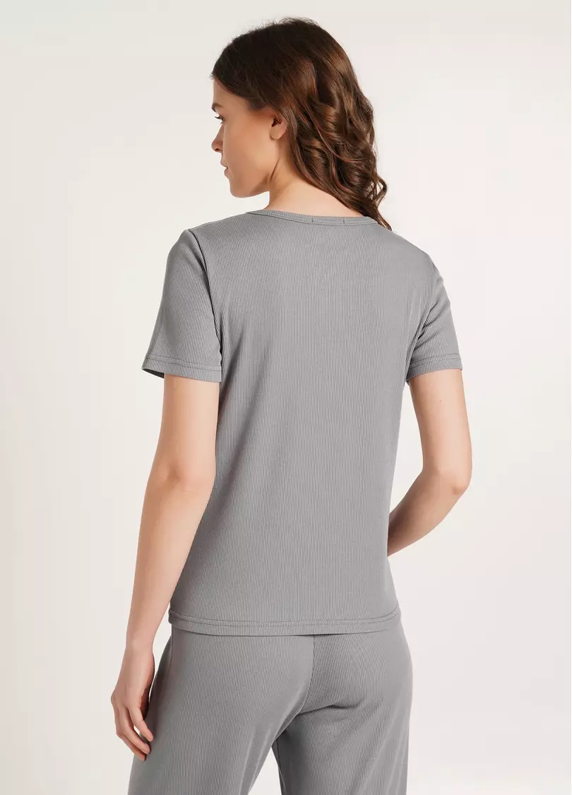 Футболка в рубчик хлопковая RIB 4804/010 grey (серый)