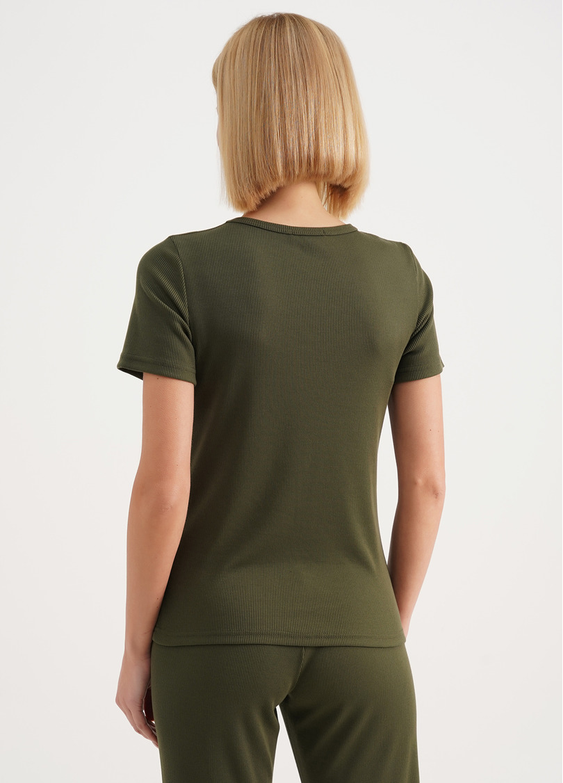 Футболка в рубчик хлопковая RIB 4804/010 khaki (зеленый)