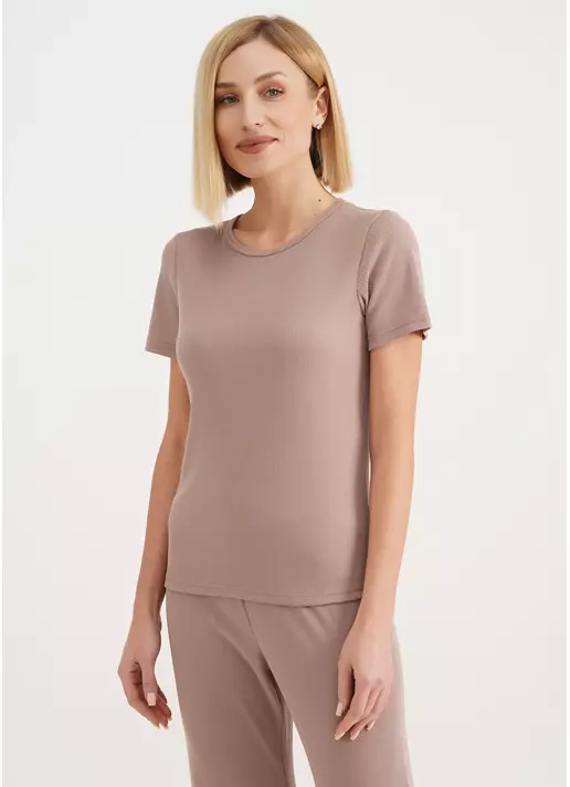 Футболка в рубчик бавовняна RIB 4804/010 light beige (бежевий)