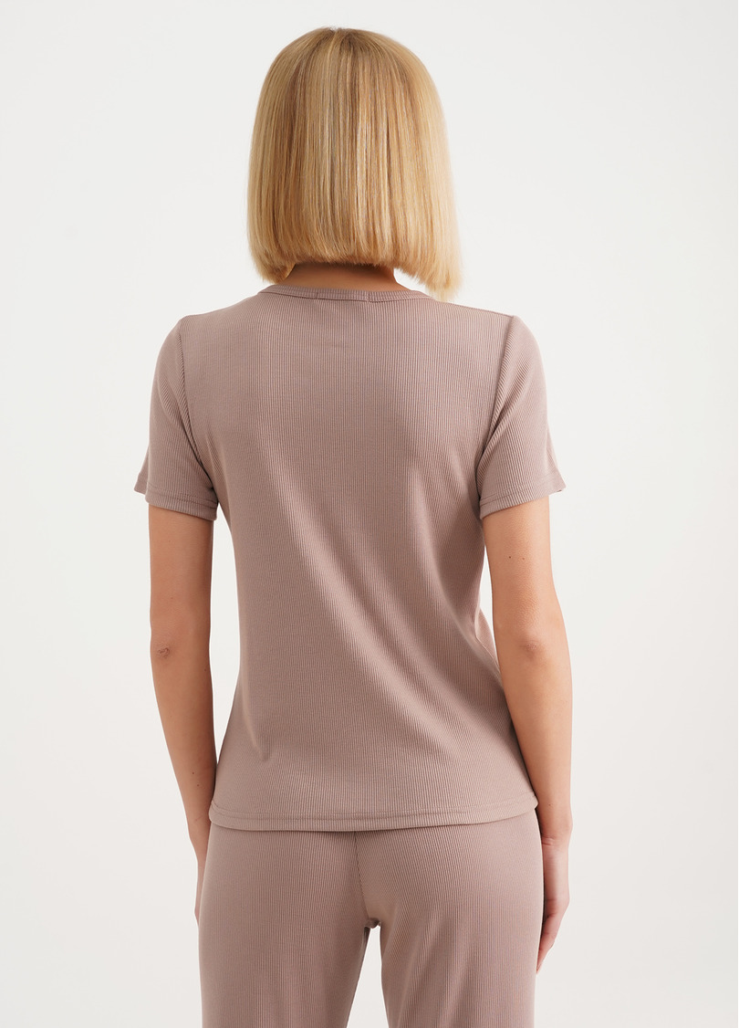 Футболка в рубчик хлопковая RIB 4804/010 light beige (бежевый)