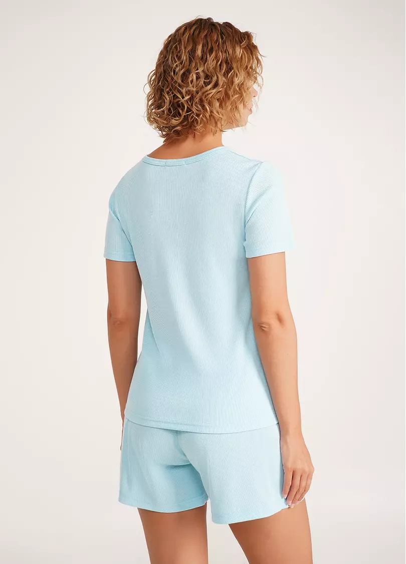 Футболка в рубчик хлопковая RIB 4804/010 sky blue (голубой)