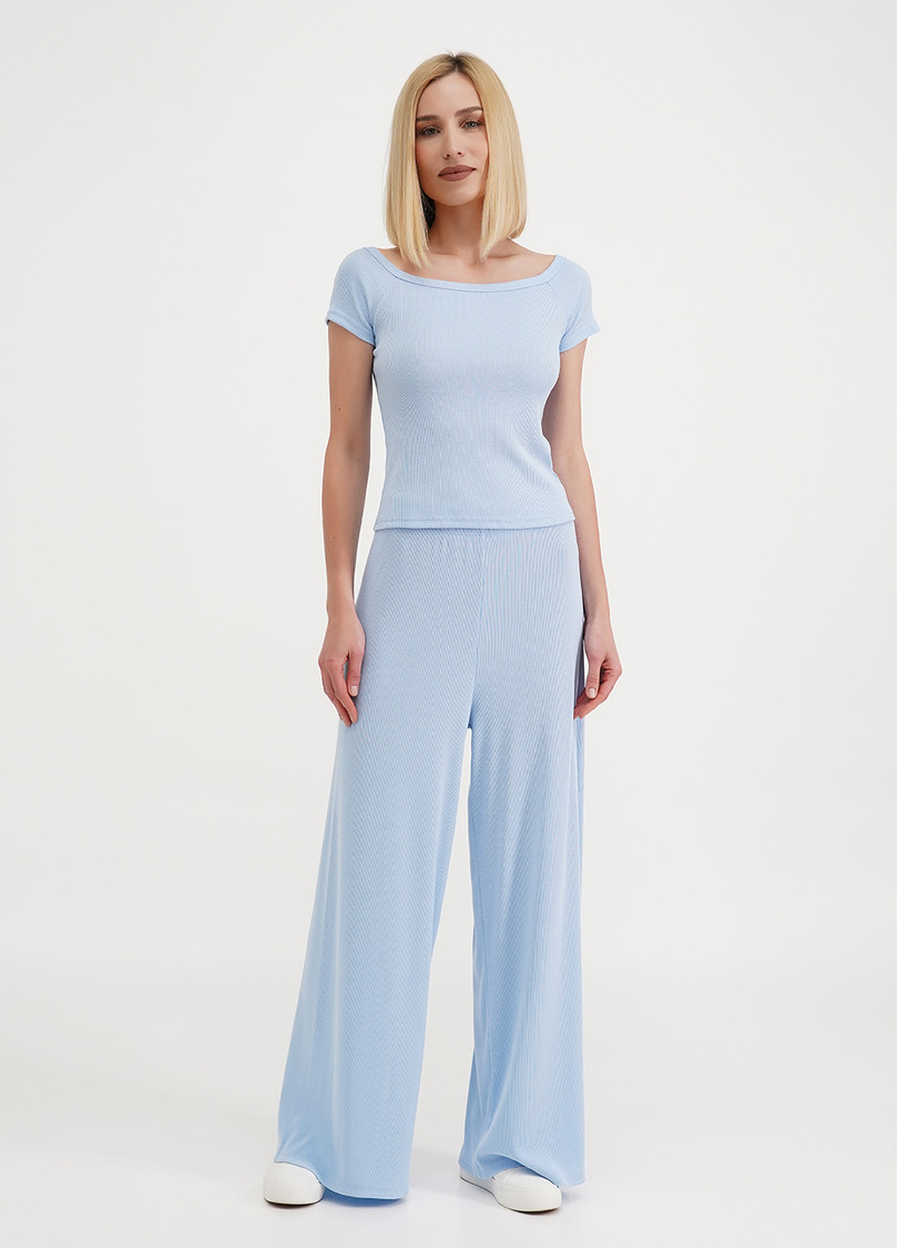 Футболка с вырезом в рубчик RIB 4812/010 light blue (голубой)