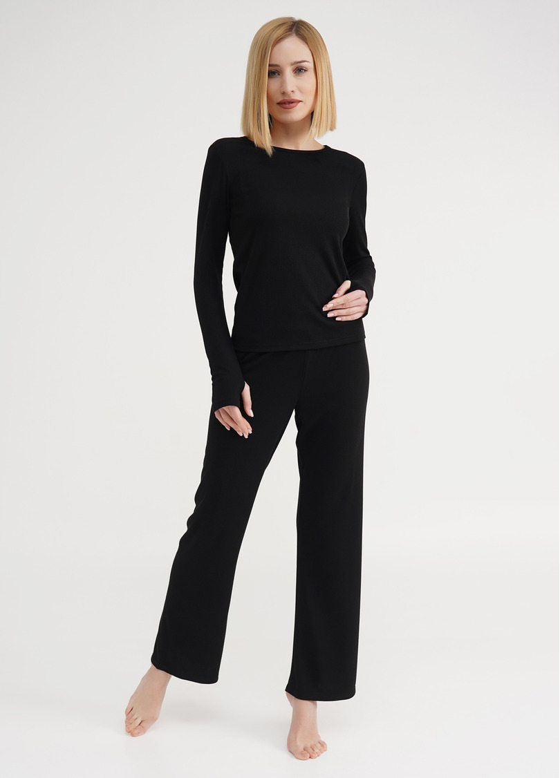 Лонгслив в рубчик RIB 4907/010 black (черный)