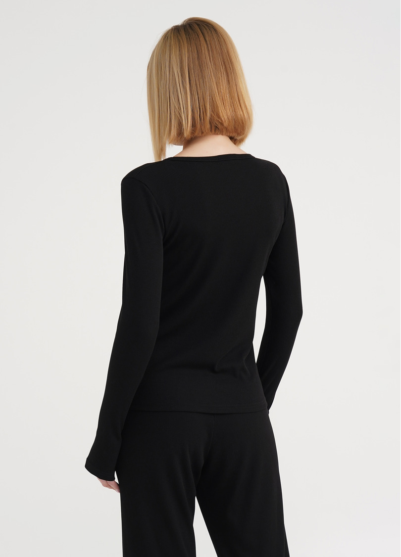 Лонгслив в рубчик RIB 4907/010 black (черный)