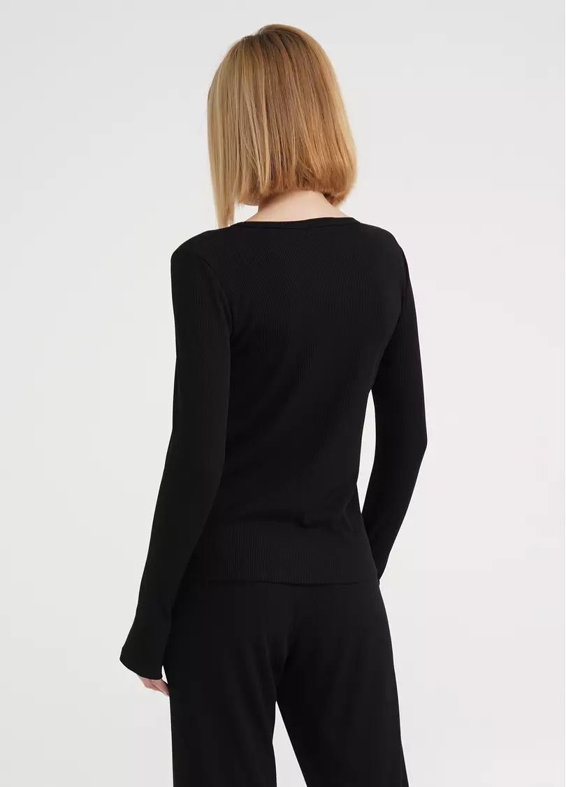Лонгслив в рубчик RIB 4907/010 black (черный)