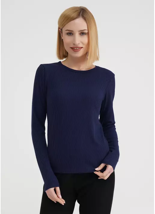 Лонгслів в рубчик RIB 4907/010 navy (синій)