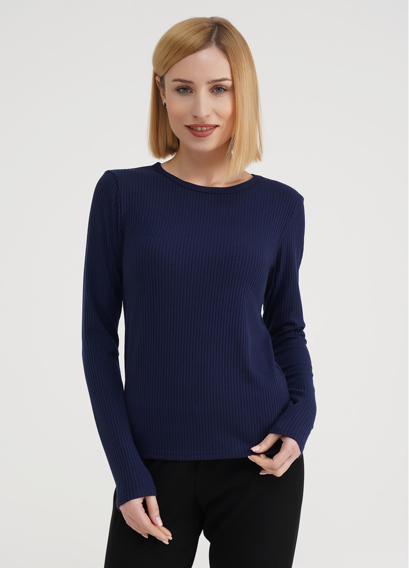 Лонгслив в рубчик RIB 4907/010 navy (синий)