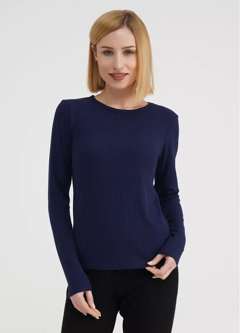 Лонгслив в рубчик RIB 4907/010 navy (синий)