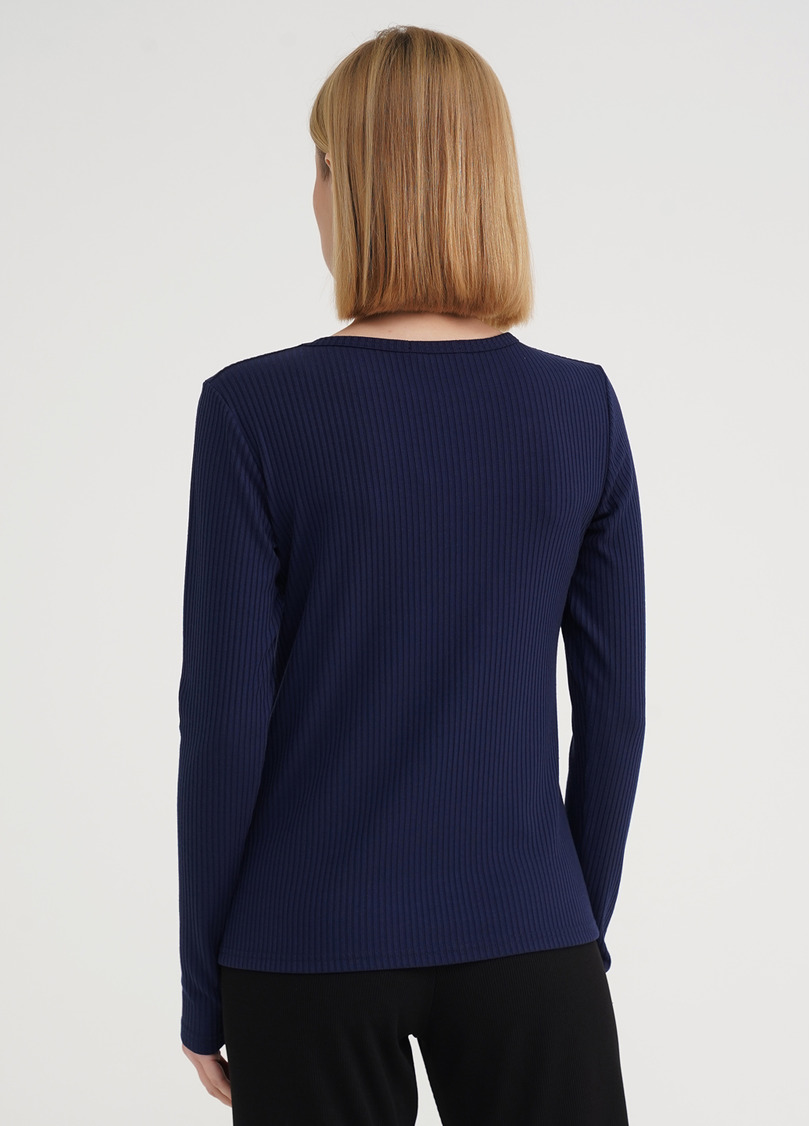 Лонгслив в рубчик RIB 4907/010 navy (синий)