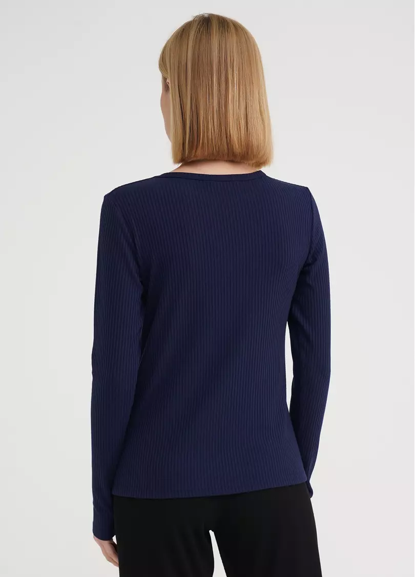 Лонгслив в рубчик RIB 4907/010 navy (синий)