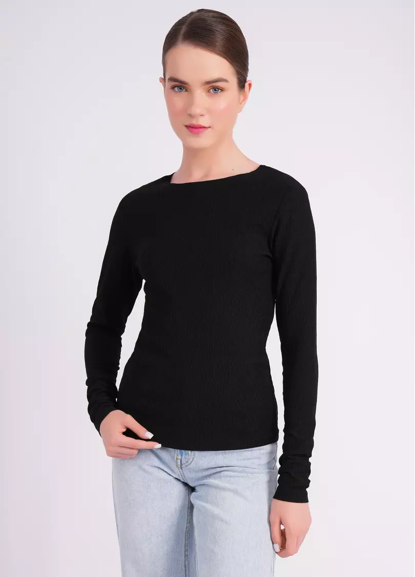 Лонгслив из жатки RUMPLE RICH 7002/260 black (черный)