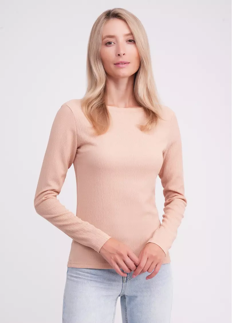 Лонгслив из жатки RUMPLE RICH 7002/260 light beige (бежевый)