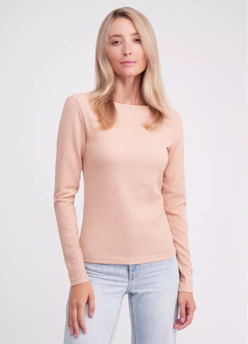 Лонгслив из жатки RUMPLE RICH 7002/260 light beige (бежевый)