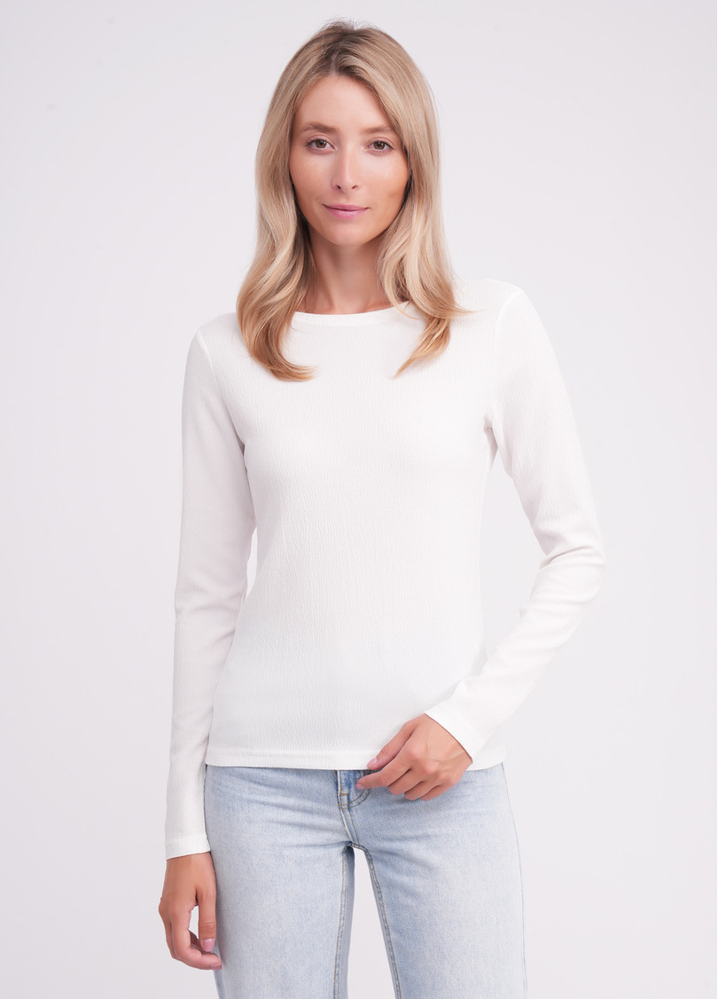 Лонгслив из жатки RUMPLE RICH 7002/260 milk (белый)