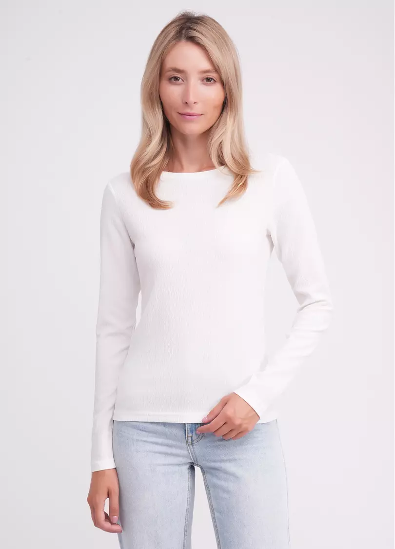 Лонгслив из жатки RUMPLE RICH 7002/260 milk (белый)