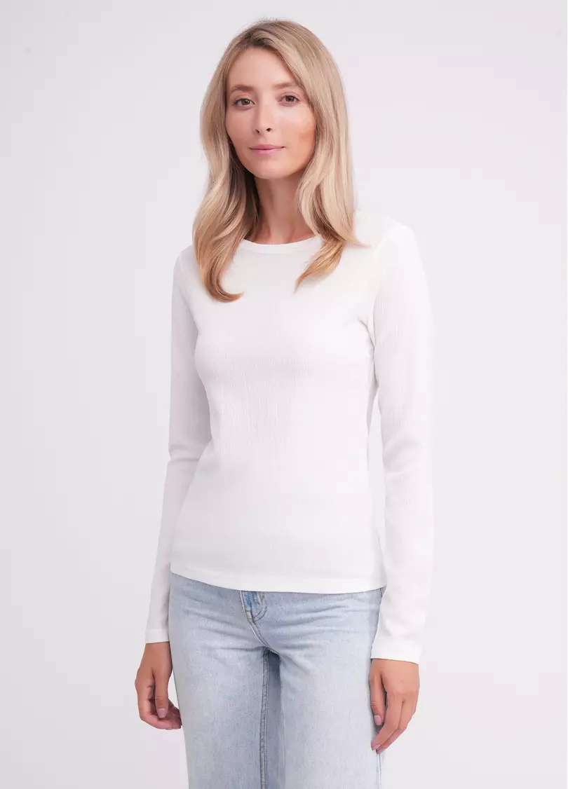 Лонгслив из жатки RUMPLE RICH 7002/260 milk (белый)