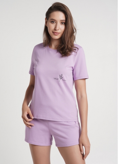Піжамна футболка з бавовни SPRING FLOWERS 4802/010 lilac (фіолетовий)