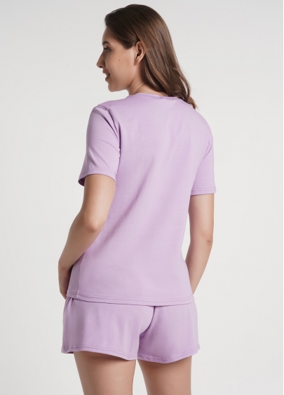 Пижамная футболка из хлопка SPRING FLOWERS 4802/010 lilac (фиолетовый)