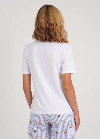 Піжамна футболка з бавовни SPRING FLOWERS 4802/010 white (білий)