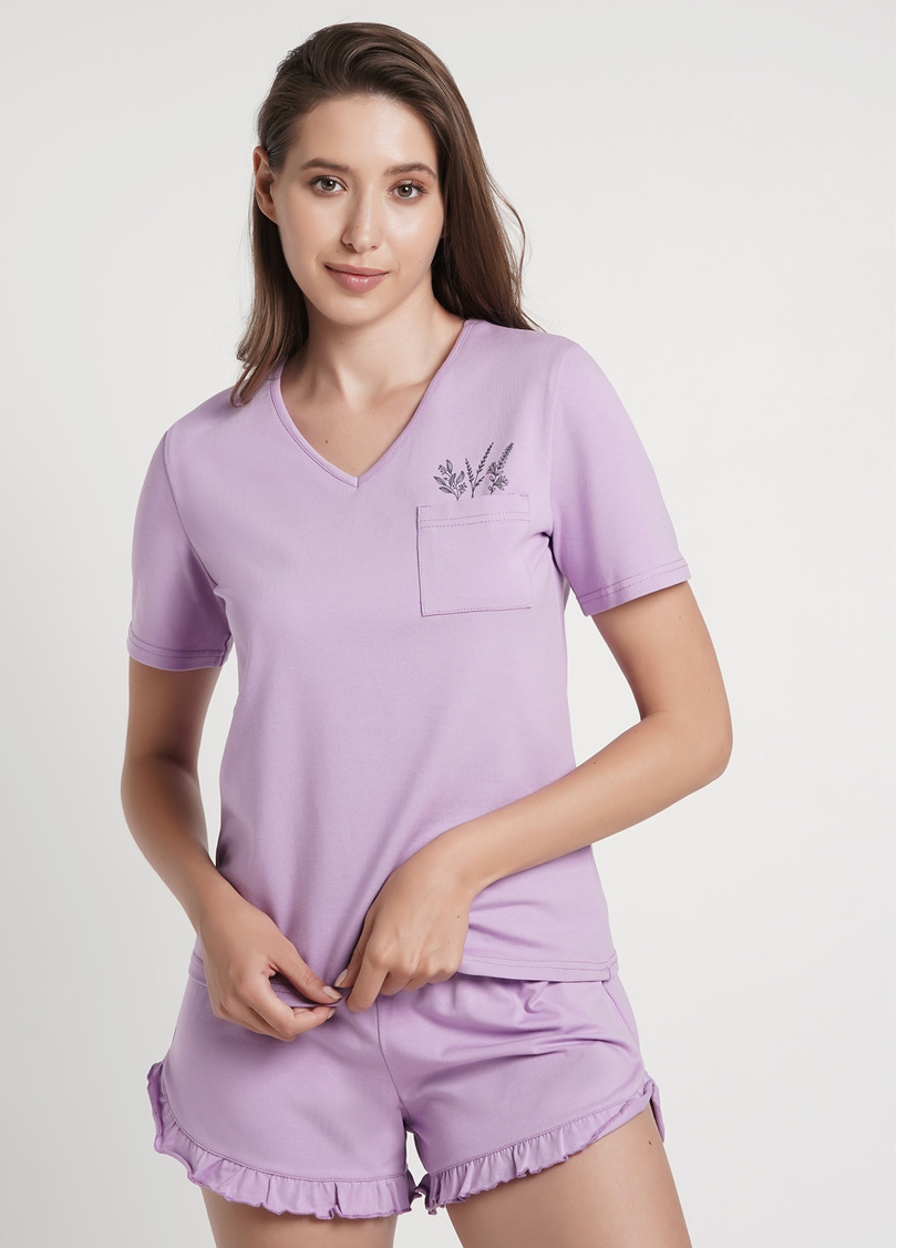 Футболка піжамна з карманом SPRING FLOWERS 4805/010 lilac (фіолетовий)
