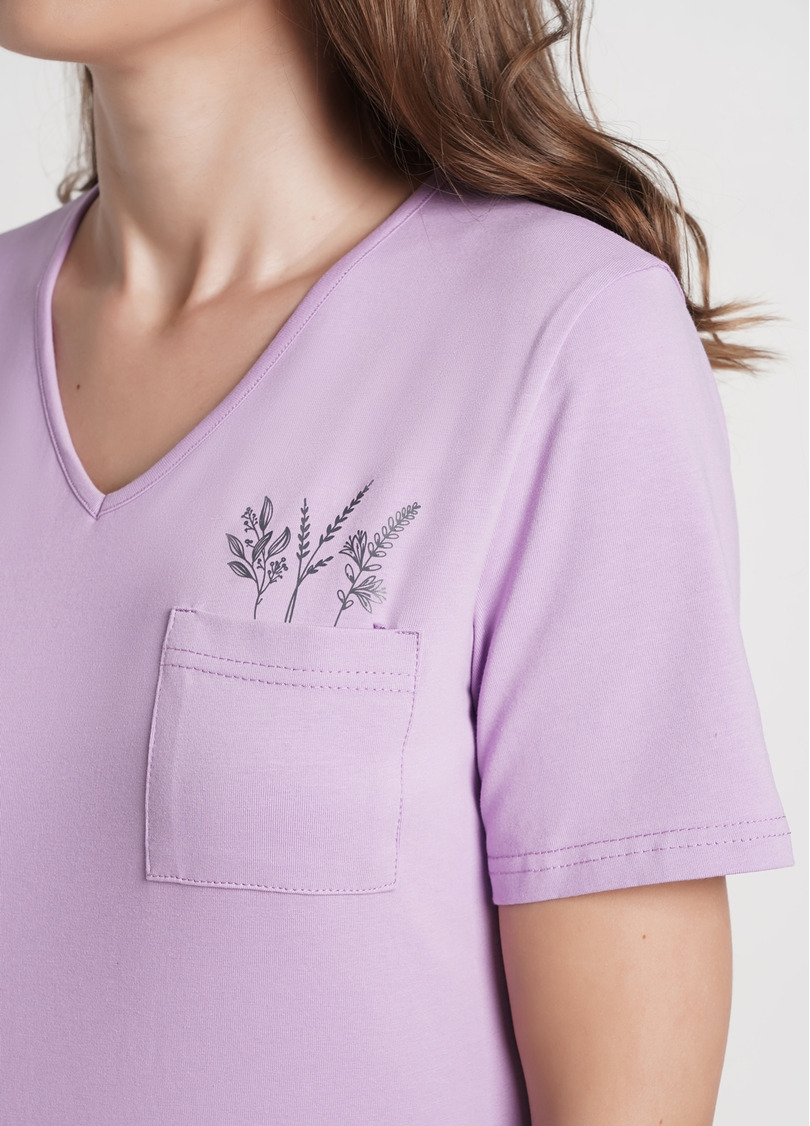 Футболка піжамна з карманом SPRING FLOWERS 4805/010 lilac (фіолетовий)